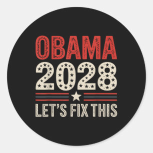 Vintage Obama 2028 Funny Political Patriotic Elect Classic Round Sticker