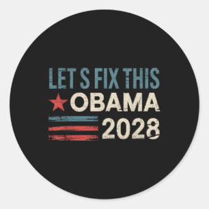 Vintage Obama 2028 Funny Political Patriotic Elect Classic Round Sticker