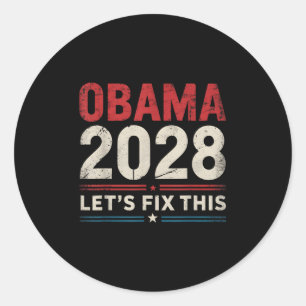 Vintage Obama 2028 Funny Political Patriotic Elect Classic Round Sticker
