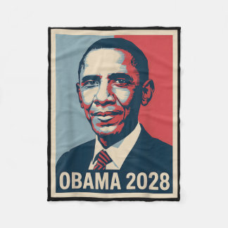 Vintage Obama 2028 Funny Political Patriotic Elect Fleece Blanket