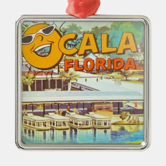 Vintage Ocala, Florida Tourist Boats Sun Metal Ornament