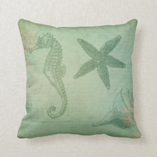 Vintage Ocean Animals and Seashells Cushion