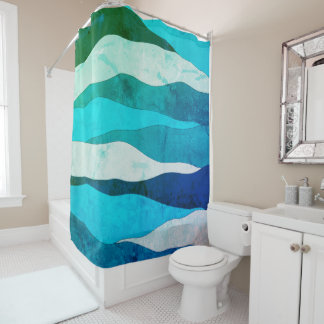 Vintage Ocean Blue Shower Curtain