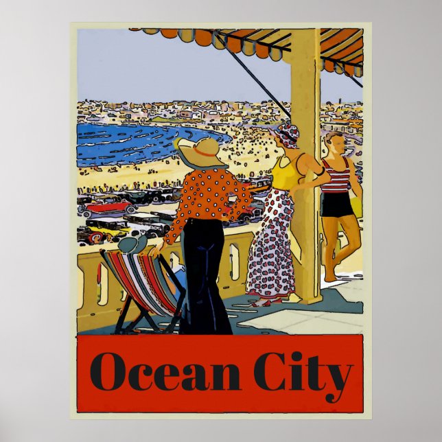 Vintage Ocean City, edit text, Poster (Front)