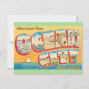 Vintage Ocean City NJ Greetings  Postcard
