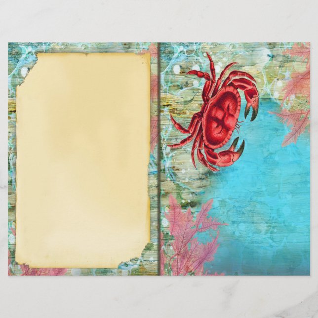 Vintage Ocean Crab Journal Page (Front)