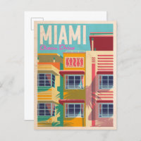 Vintage Ocean Drive Miami Postcard