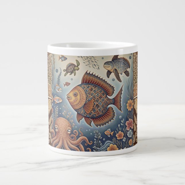 Vintage Ocean Life, Java Batik Speciality Mug (Front)