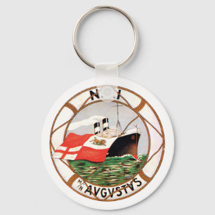 Vintage Ocean Liner Label Key Ring