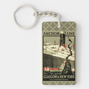 VINTAGE OCEAN LINER TRAVEL KEY RING