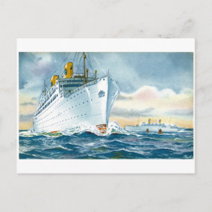 Vintage Ocean Liners Travel Poster Postcard