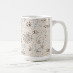 Vintage Ocean Map Pattern Coffee Mug