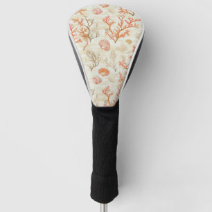 Vintage Ocean Shell Coral Starfish Beige Ivory Golf Head Cover