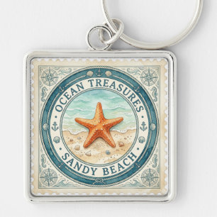 VINTAGE OCEAN TREASURES SANDY BEACHES KEY RING