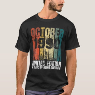 Vintage October 1990 Bday Gifts 30 Years Old 30Th T-Shirt