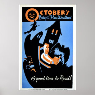 Vintage October's "bright blue weather" WPA Poster