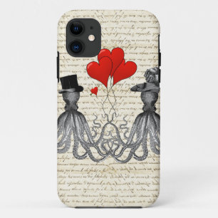 Vintage octopi and hearts iPhone 11 case