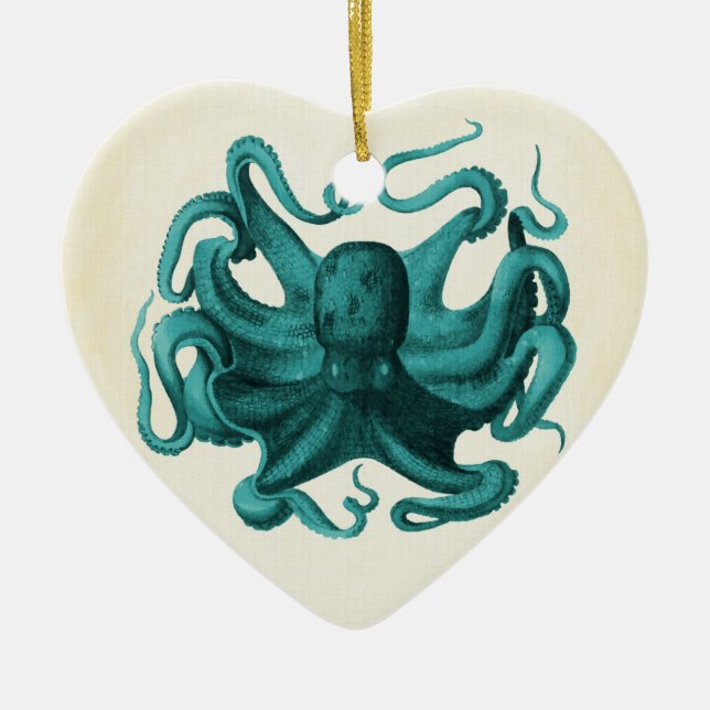 Vintage Octopus Ceramic Tree Decoration (Front)