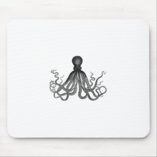 Vintage octopus engraving mouse pad