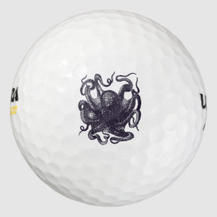 Vintage Octopus Illustration Golf Balls