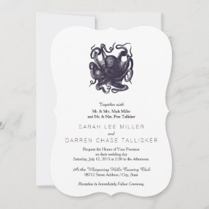 Vintage Octopus Illustration Invitation