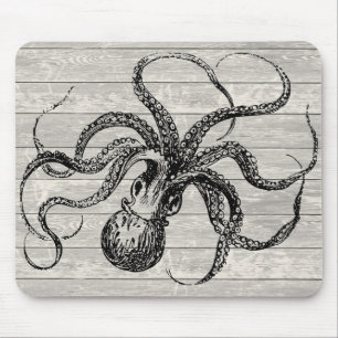 Vintage Octopus Illustration Mouse Pad