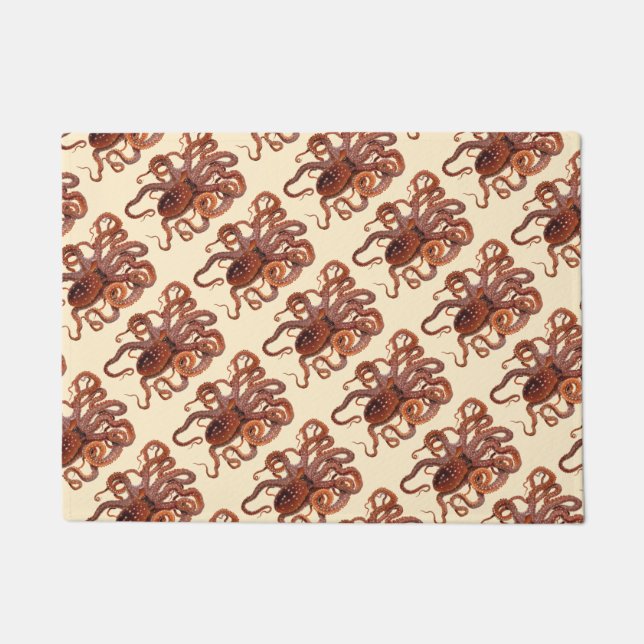 Vintage Octopus Macropus, Marine Aquatic Animals Doormat (Front)