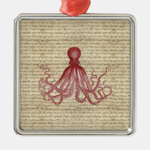 Vintage octopus metal ornament