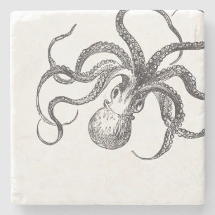Vintage Octopus Nautical Decor Table Decorations Stone Coaster