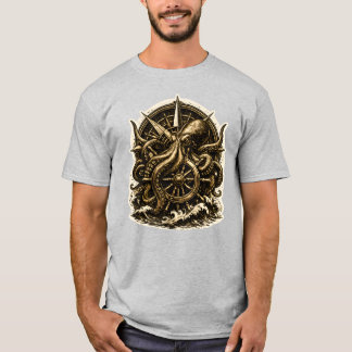 Vintage Octopus Navigator Nautical Kraken Ship Whe T-Shirt