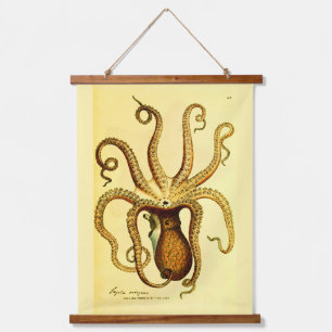 Vintage Octopus No. 46 Archival Canvas Wall Hang Hanging Tapestry