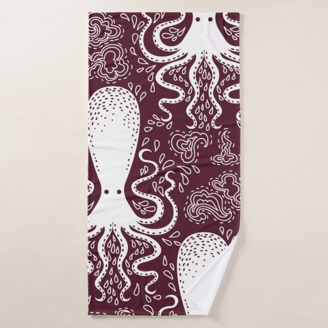vintage Octopus pattern. Bath Towel (Bath Towel)