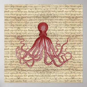 Vintage octopus poster