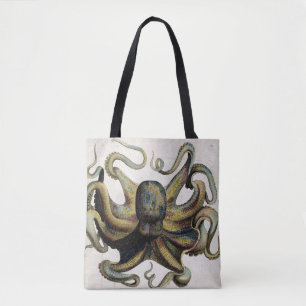 Vintage Octopus Print All Over Print Tote Bag