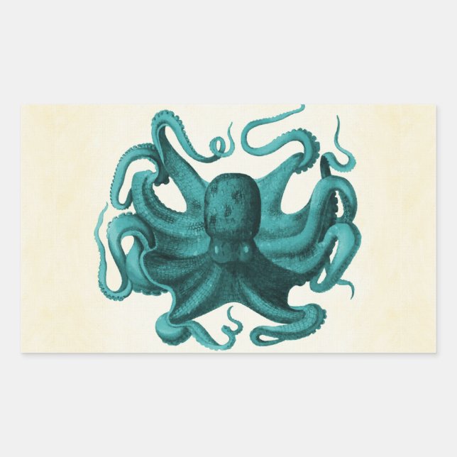 Vintage Octopus Rectangular Sticker (Front)