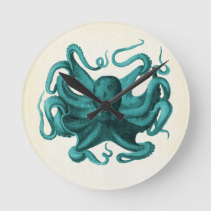 Vintage Octopus Round Clock