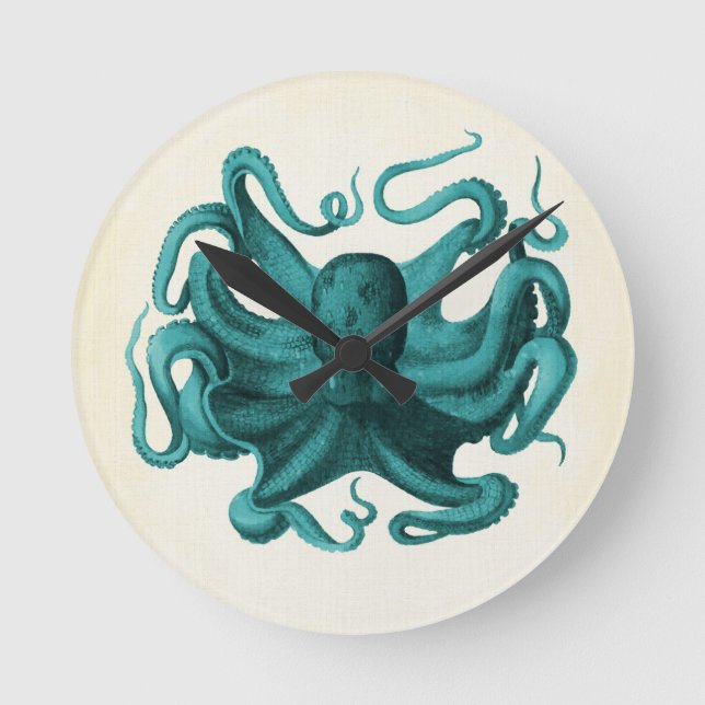 Vintage Octopus Round Clock (Front)