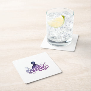 Vintage Octopus Sealife  Square Paper Coaster