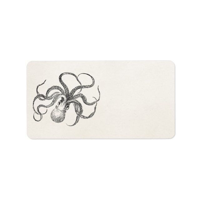 Vintage Octopus Template on Antique Paper Label (Front)