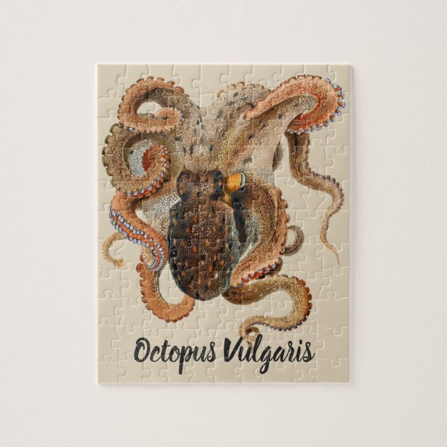 Vintage Octopus Vulgaris, Marine Life Animals Jigsaw Puzzle (Vertical)