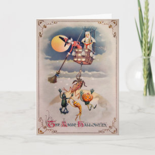 Vintage Odd Air Balloon Halloween Card
