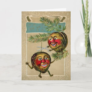 Vintage Odd Christmas Nuts Card