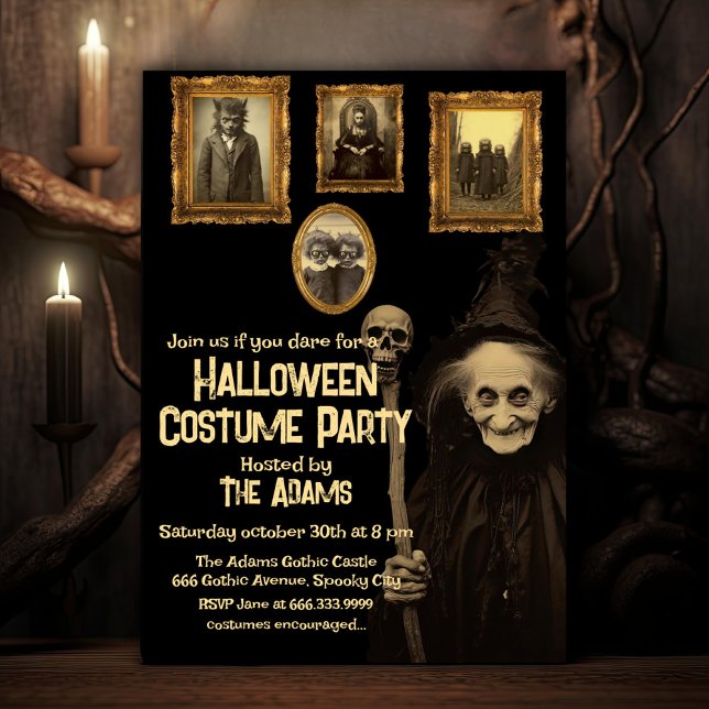 Vintage Oddities Spooky Halloween Party Invitation (Creator Uploaded)