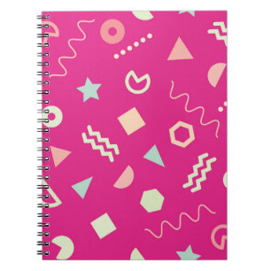 Vintage of seamless repeat pattern with Memphis on Notebook
