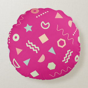 Vintage of seamless repeat pattern with Memphis on Round Cushion