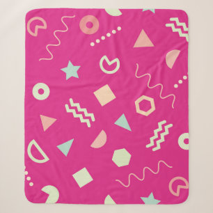 Vintage of seamless repeat pattern with Memphis on Sherpa Blanket