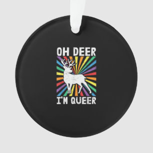 Vintage Oh Deer I'm Queer Pride LGBT Gay Lesbian  Ornament