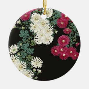 Vintage Ohara Koson Chrysanthemum Art Ceramic Ornament