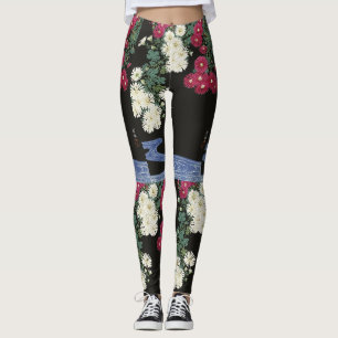 Vintage Ohara Koson Chrysanthemum Art Leggings