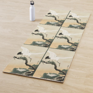 Vintage Ohara Koson Japanese Crane Pine Art Yoga Mat